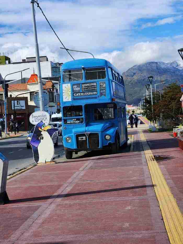 A double decker bus in Ushuaia, Argentina. Photo by Sora Vernikoff