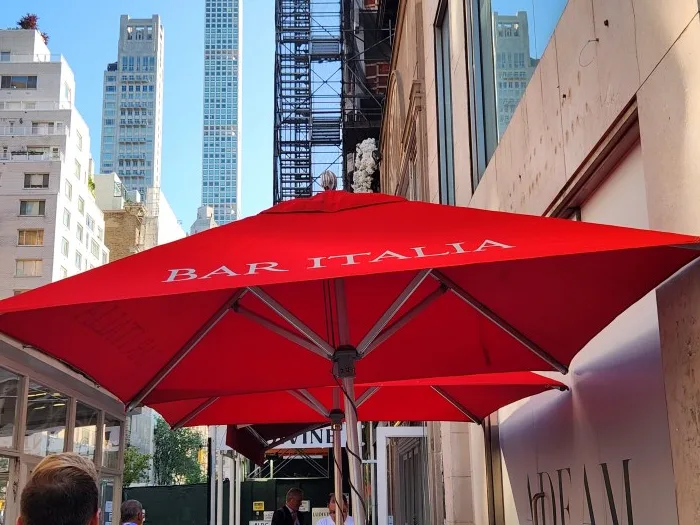 A close up of The Bar Italia logo. Photo by Sora Vernikoff