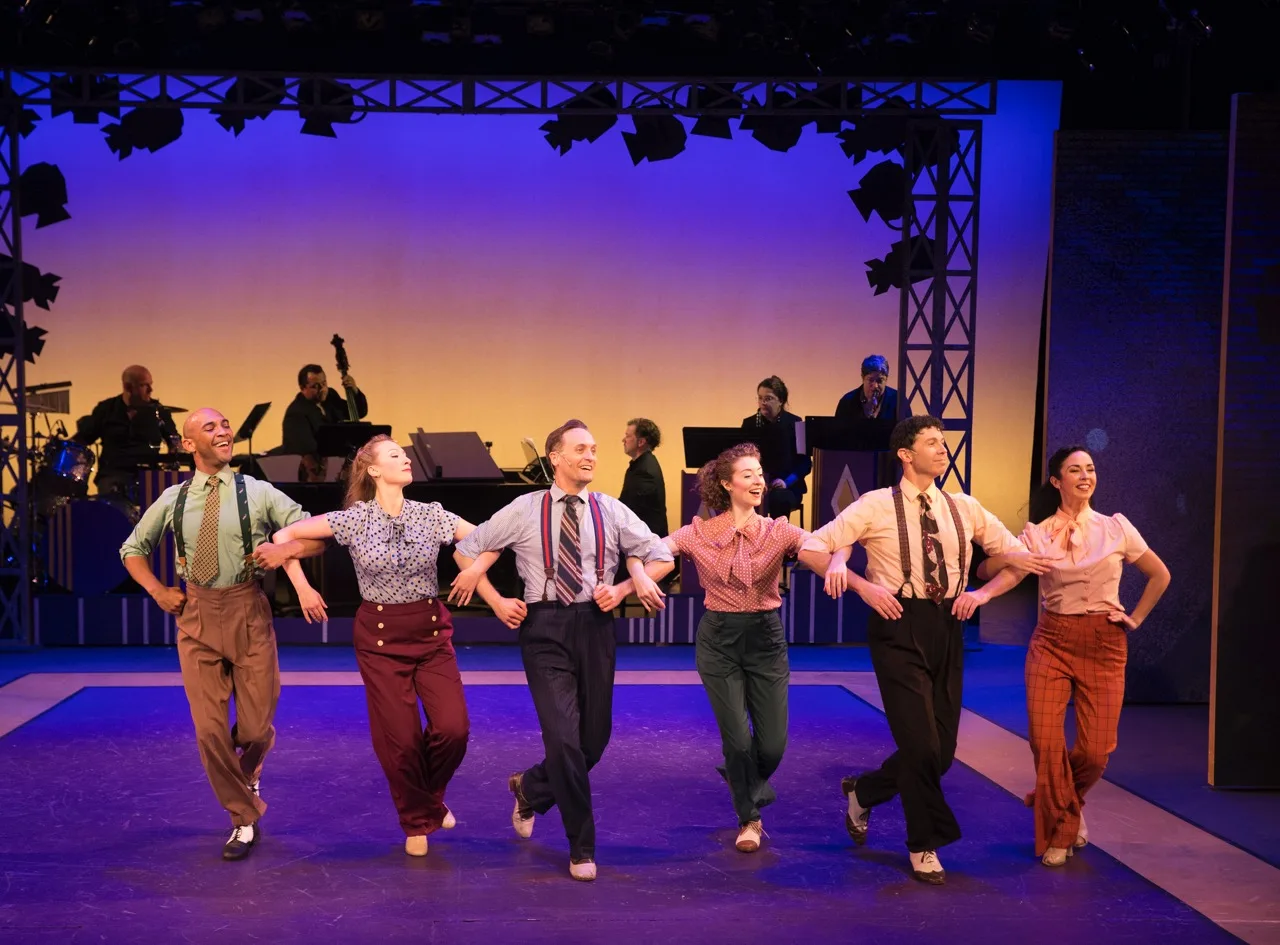 L-R Darrell T. Joe, Kaitlyn Davidson, Danny Gardner, Darien Crago, Jeremy Benton, Melinda Porto in Cheek to Cheek. Photo by Carol Rosegg