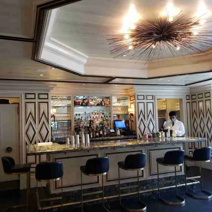 Bar seating at BG on Fifth at Bergdorf Goodman in NYC. Photo by Sora Vernikoff