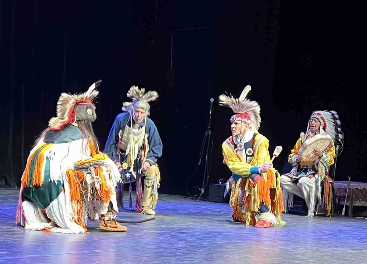 A scene from the Thunderbird American Indian Dancers. Photo by Edward Kliszus