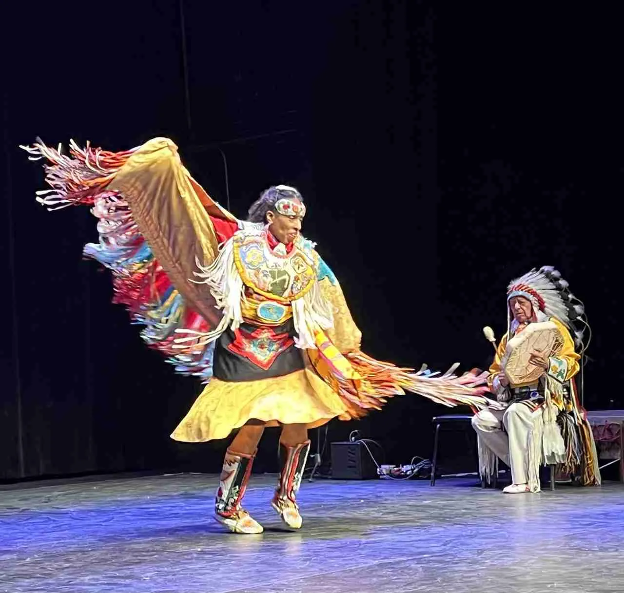 A women's dance in a scene from the Thunderbird American Indian Dancers. Photo by Edward Kliszus