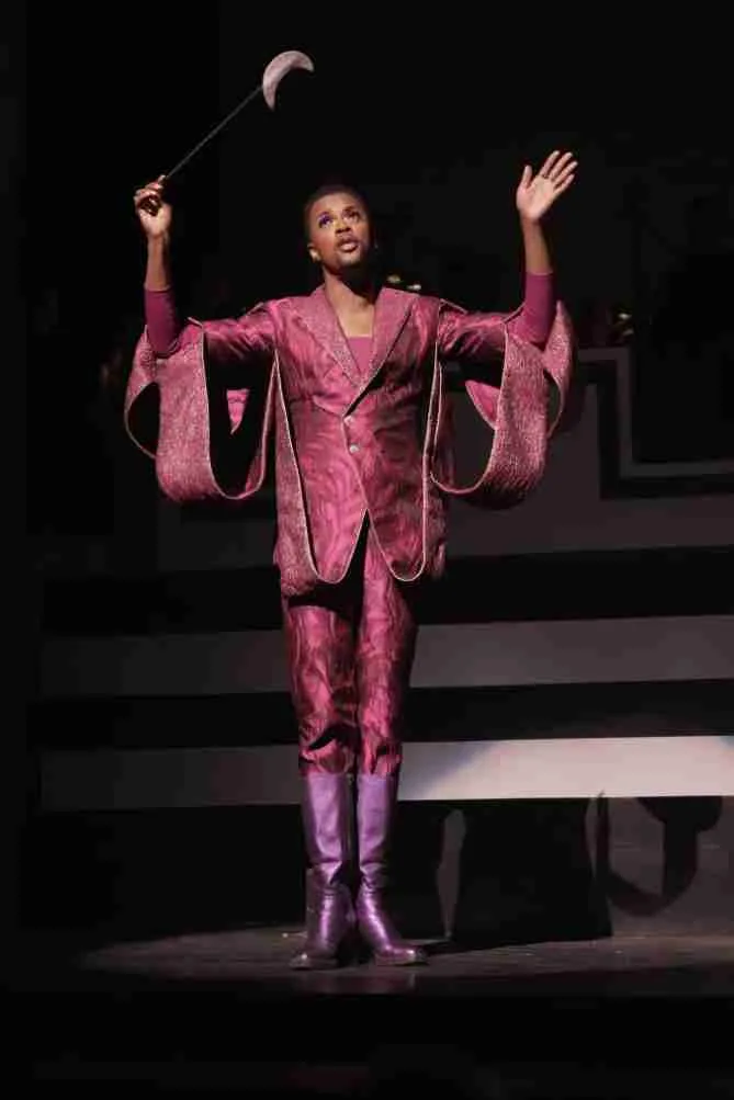 Harrison Ghee as the Jester in a scene from Once Upon a Mattress. Photo by Joan Marcus