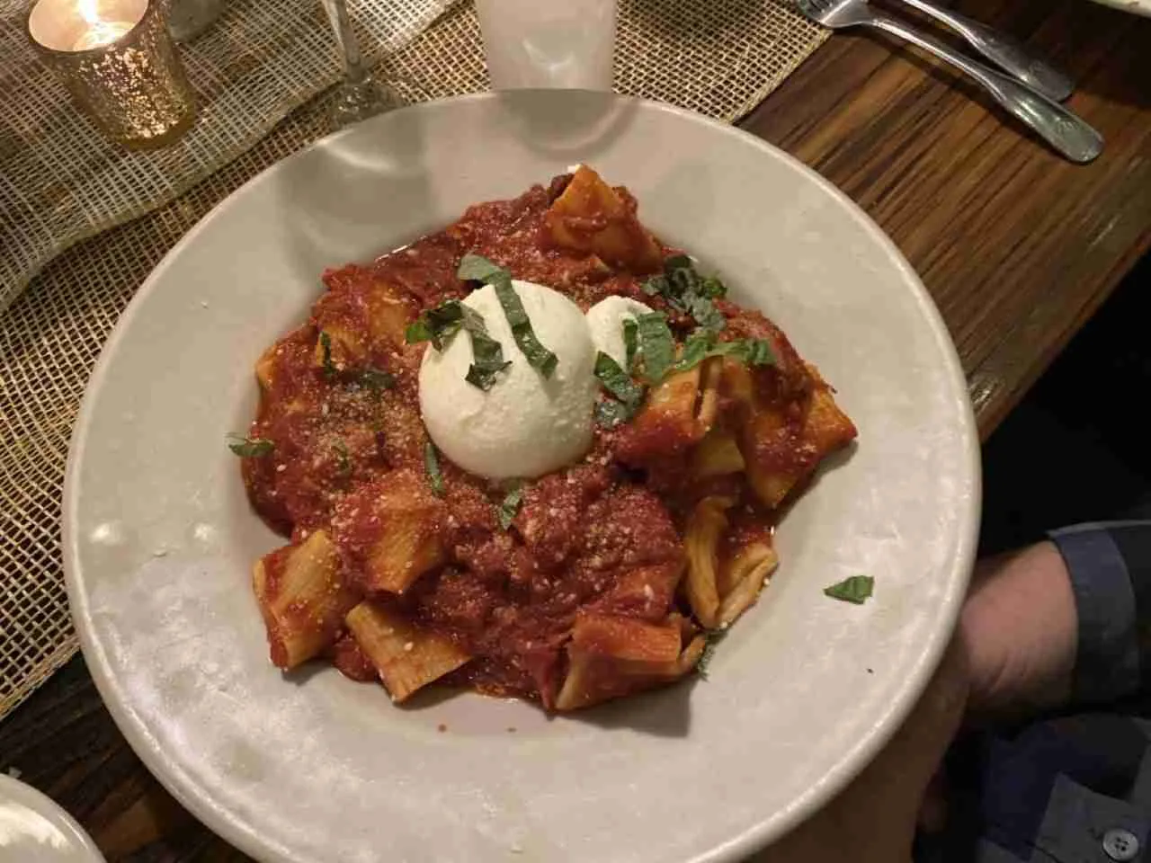 Veal Ragu con burrata at Spano's. Photo by Valérie Blanchard.