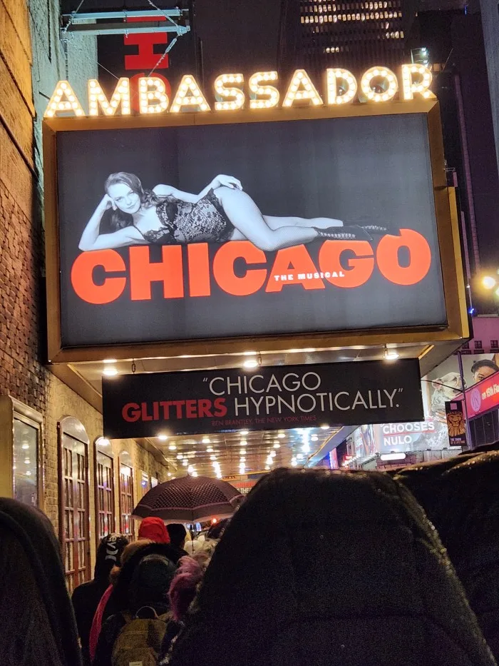Chicago on Broadway. Our final destination after dinner at Bocca di Bacco. Photo by Sora Vernikoff
