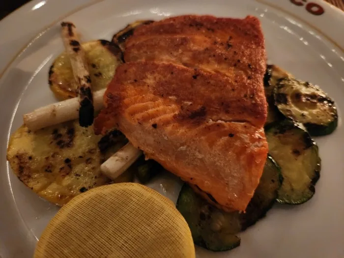 A close look at Salmone Di Bacco at Bocca di Bacco Italian Restaurant in Manhattan's Hell's Kitchen. Photo by Sora Vernikoff