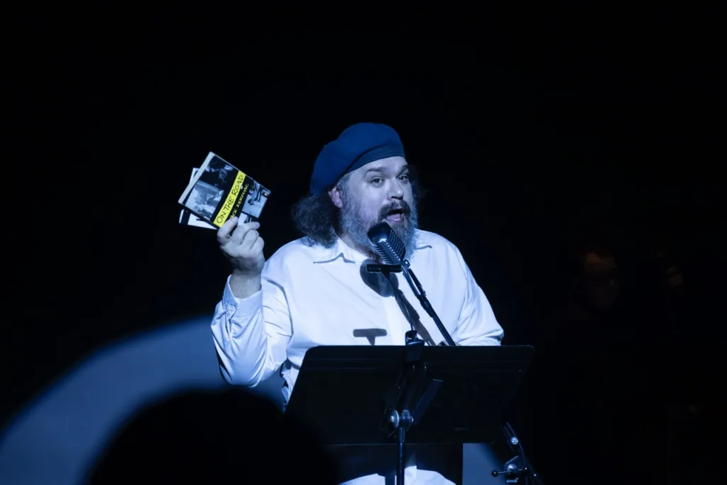 Justin Elizabeth Sayre in a scene from My Beatnik Youth: A Solo Riff. Photo by Bronwen Sharp