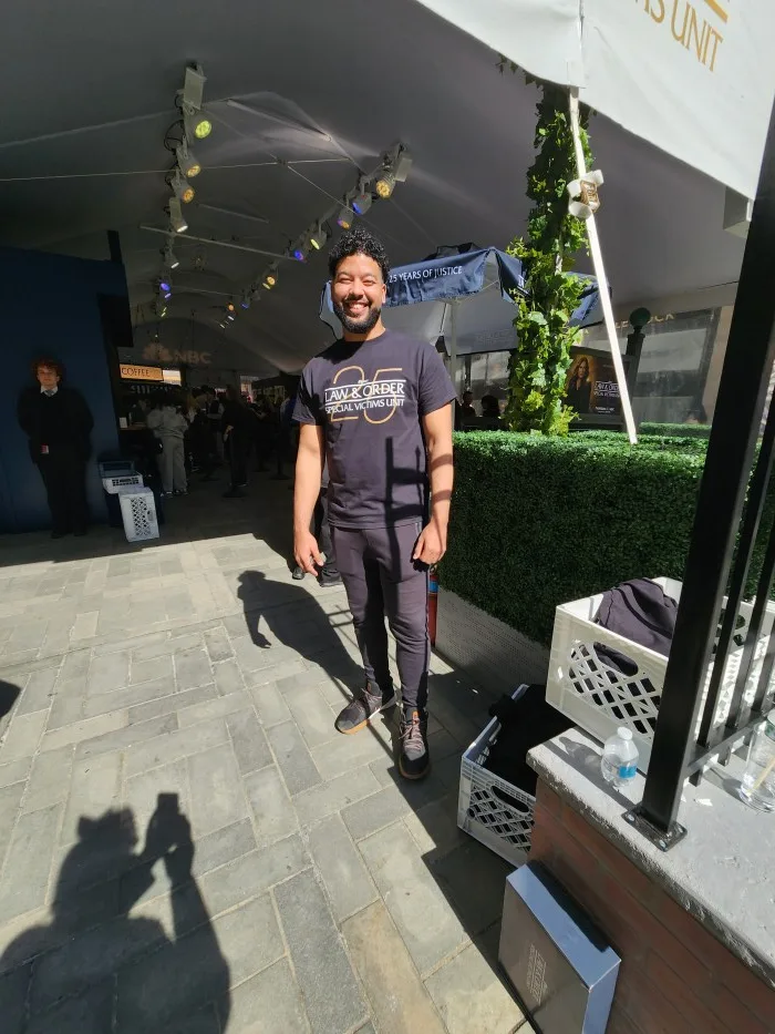 A crew member at the celebration of Law and Order Special Victims Unit 25th Season at Rockefeller Plaza, New York, NY. Photo by Sora Vernikoff