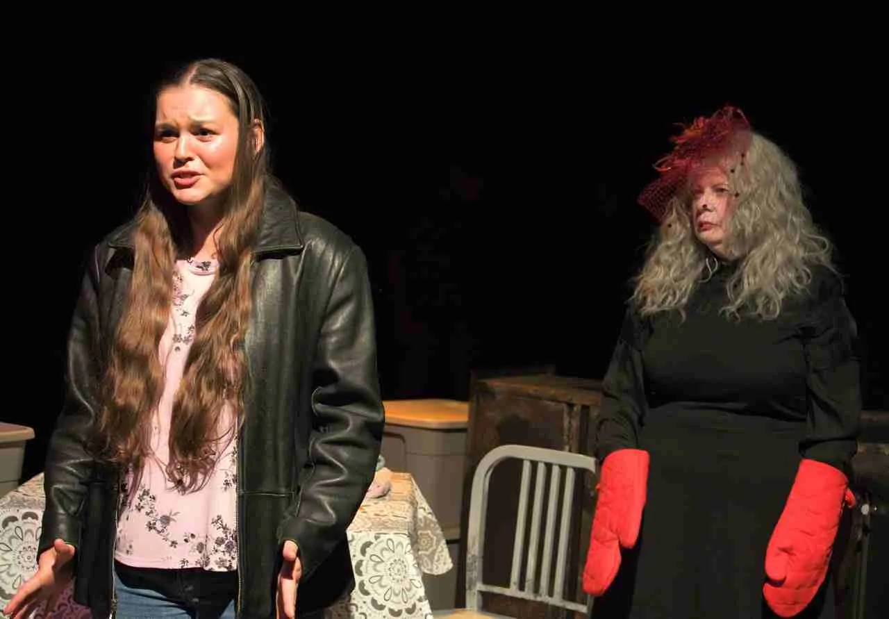 Nina Randazzo as Shannon and Theresa Della Valle as the Witch in a scene from Witchland. Photo credit Jordan Schreiber