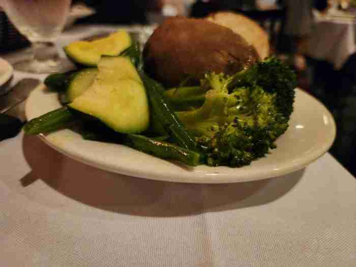 Veggies accompanying Chicken Toscano at Gene’s Italian Restaurant in Manhattan's Greenwich Village. Photo by Sora Vernikoff