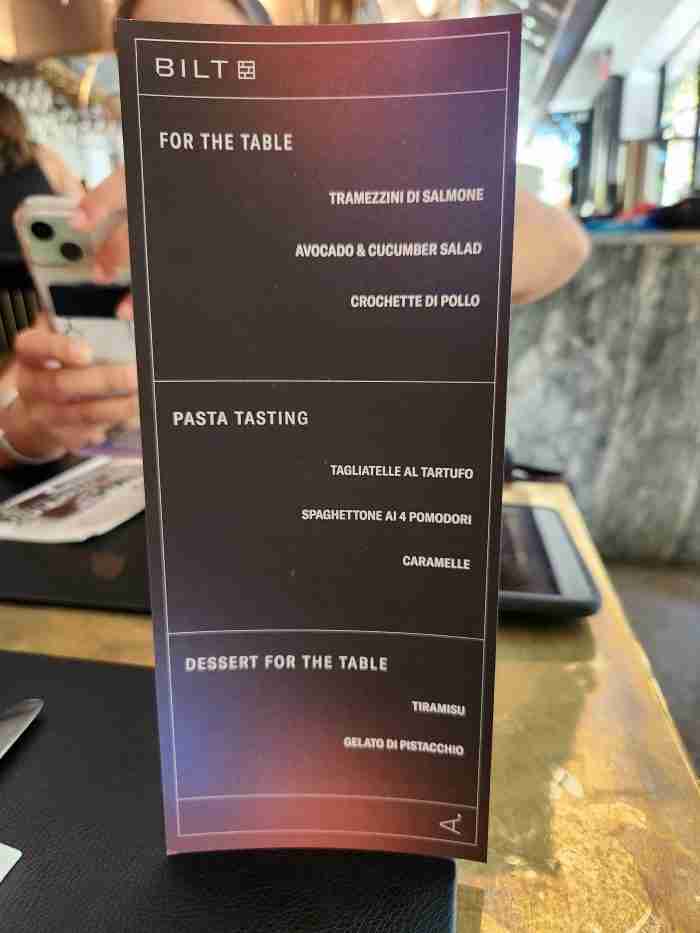 A menu at A Pasta Bar, SOHO, Manhattan. Photo by Sora Vernikoff
