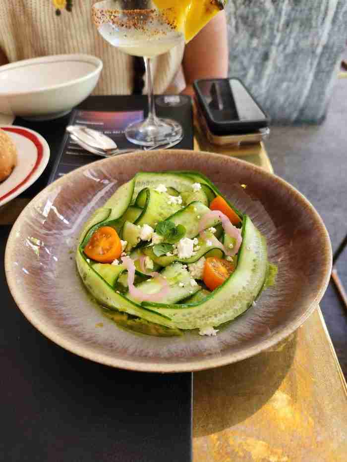 Avocado and cucumber salad at A Pasta Bar, SOHO, Manhattan. Photo by Sora Vernikoff