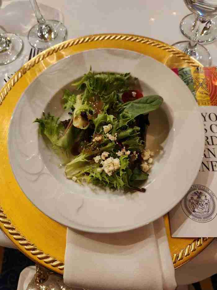 Salad served at the 2024 The New York Press Awards for Journalism event. Photo by Sora Vernikoff