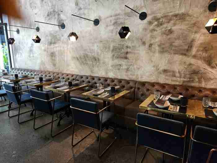 Dining seating at A Pasta Bar, SOHO, Manhattan. Photo by Sora Vernikoff