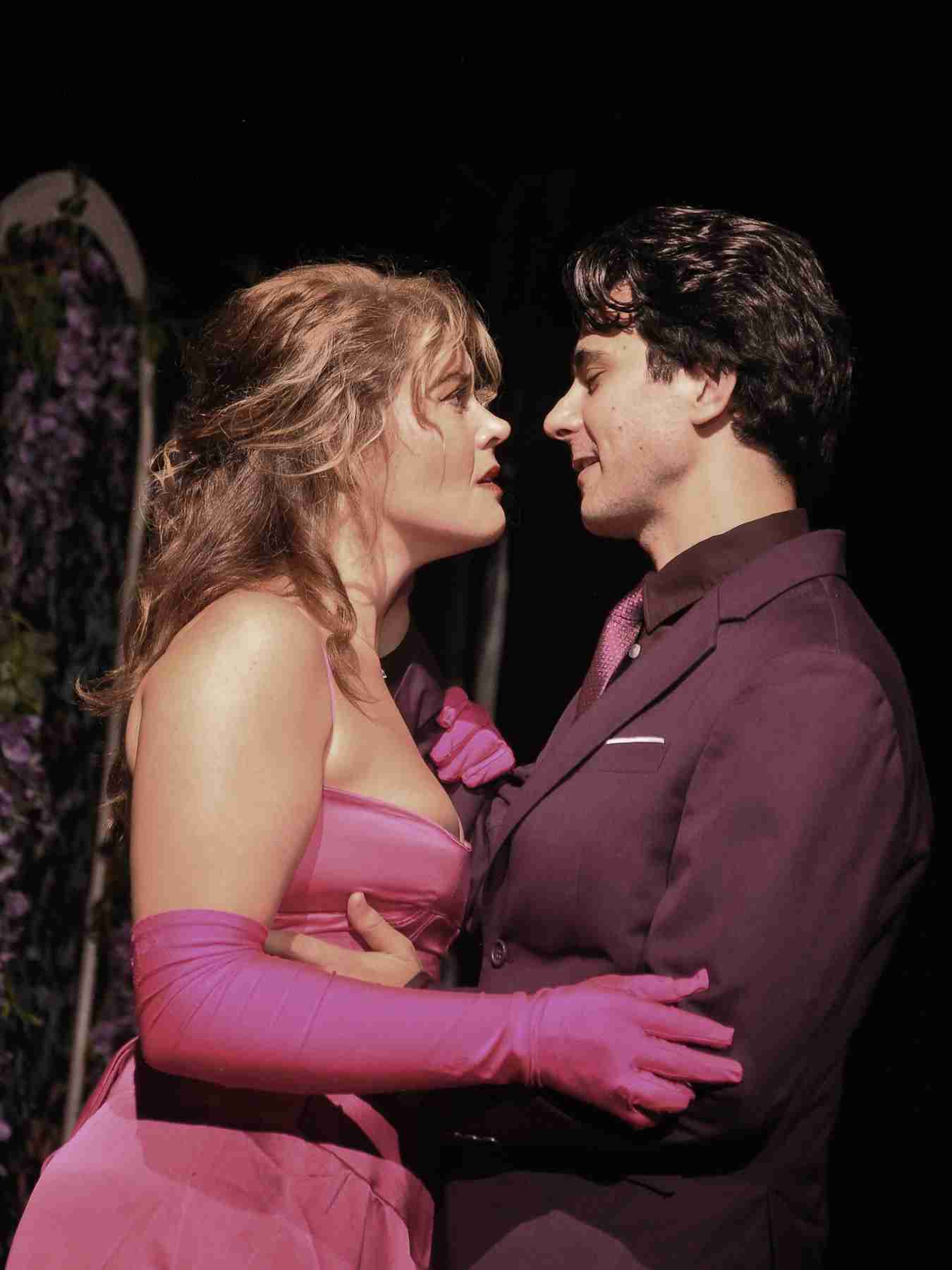 Kaitlyn Mitchell (Beatrice) and Jake Minevich (Benedick) in a scene from Much Ado About Nothing at the Gene Frankel Theater. Photo by Rob Klein