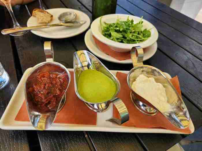 Sauces on the side at The Smith Restaurant in New York's East Village. Photo by Sora Vernikoff