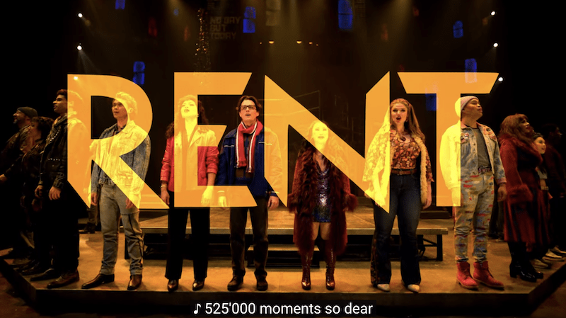 A scene from RENT from the Official Trailer, Stratford Festival 2023. Screen Capture by Edward Kliszus