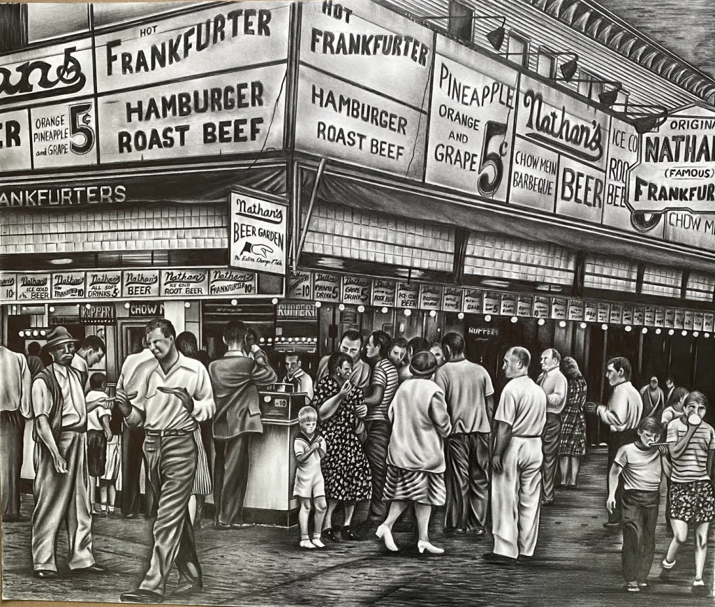 Nathan's by Award Winning Artist Jerry Winick at Pencilworks Studio in Little Falls, NJ. Courtesy pencilworksaretstudio.com