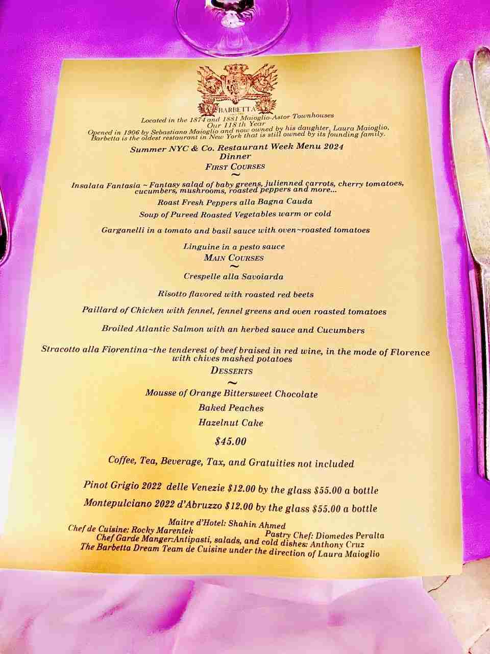 Restaurant Week Menu at Barbetta Restaurant: Northern Italian Cuisine in Restaurant Row. Photo by Valèrie Blanchard