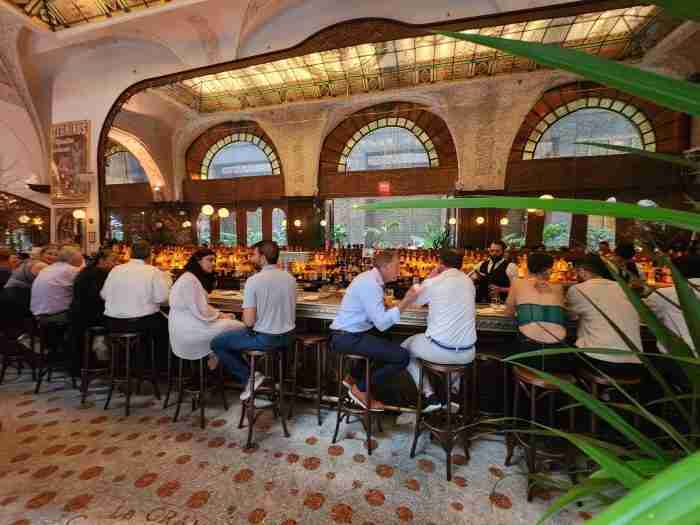 Bar seating at La Grande Boucherie on 145 W 53rd St, New York, NY 10019. Photo by Sora Vernikoff
