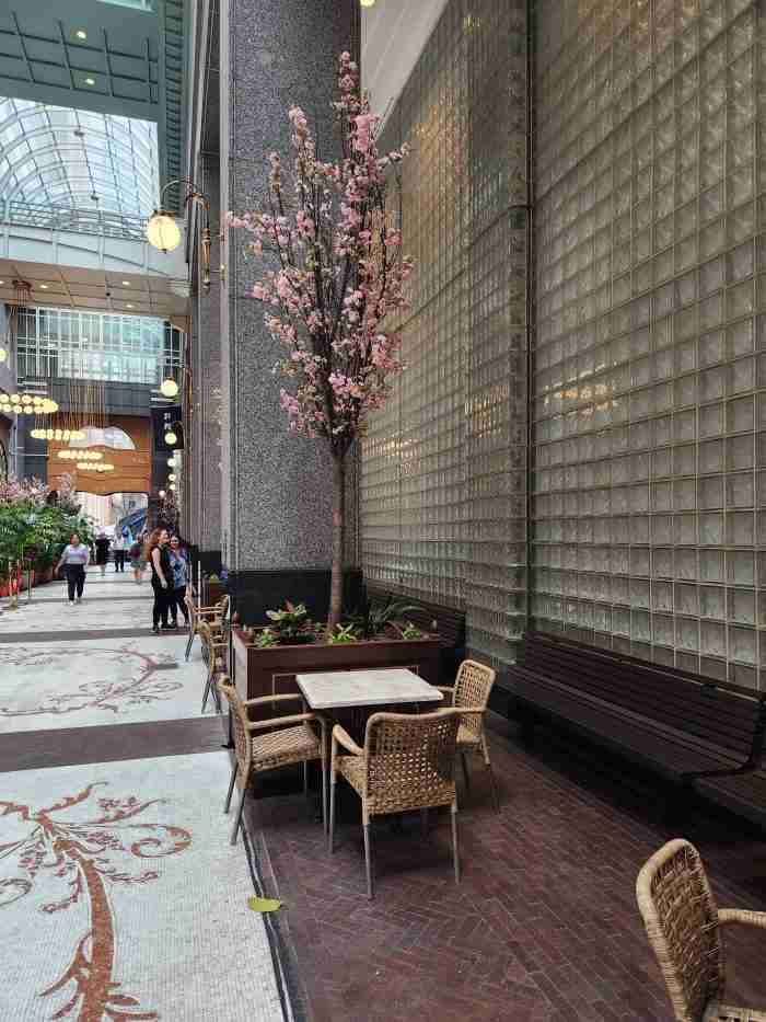 Seating at La Grande Boucherie on 145 W 53rd St, New York, NY 10019. Photo by Sora Vernikoff