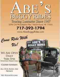 Abe's Buggy Rides on 2596 Old Philadelphia Pike in Bird-in-hand, PA 17505 Courtesy abesbuggyride.com