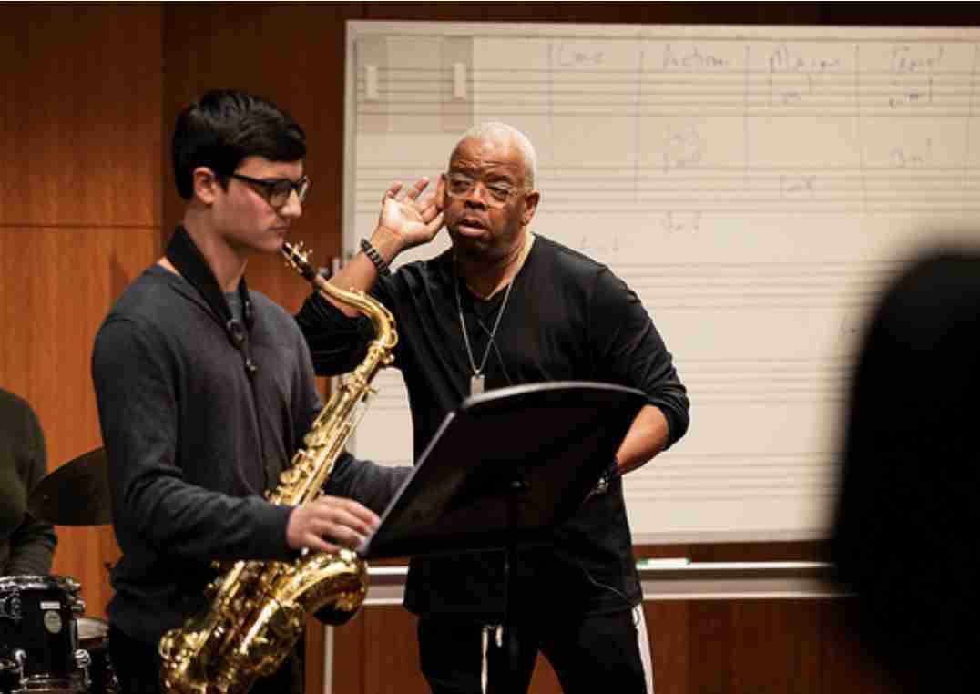 Trumpeter and Composer Terence Blanchard conducting a master class at the Manhattan School of Music. Courtesy msmnyc.edu