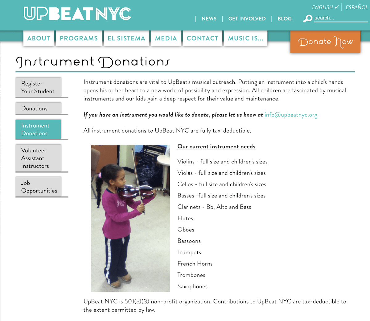 Up Beat NYC. Courtesy upbeatnyc.org
