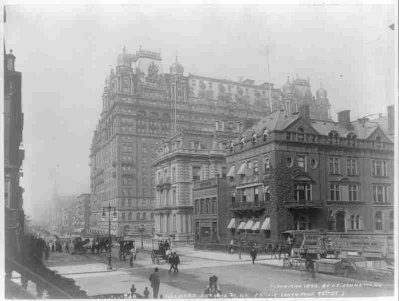 Waldorf-Astoria hotel; street level view-5th Ave. from 35th St. Miscellaneous Items in High Demand, PPOC, Library of Congress, Public domain, via Wikimedia Commons