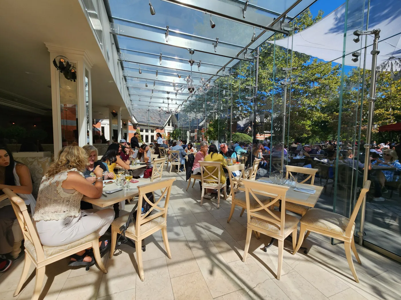 Outdoor seating at Tavern on the Green in New York's Central Park. Photo by Sora Vernikoff