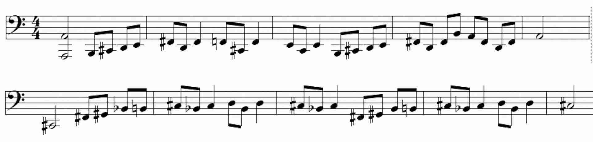 Theme of the Hall of the Mountain King in D minor. Facy5, CC BY-SA 3.0 <https://creativecommons.org/licenses/by-sa/3.0>, via Wikimedia Commons
