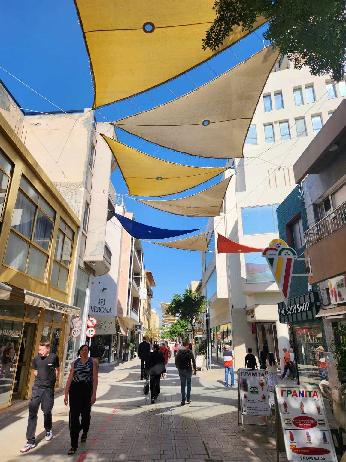 A store front shopping area in Nicosia. Photo by Sora Vernikoff
