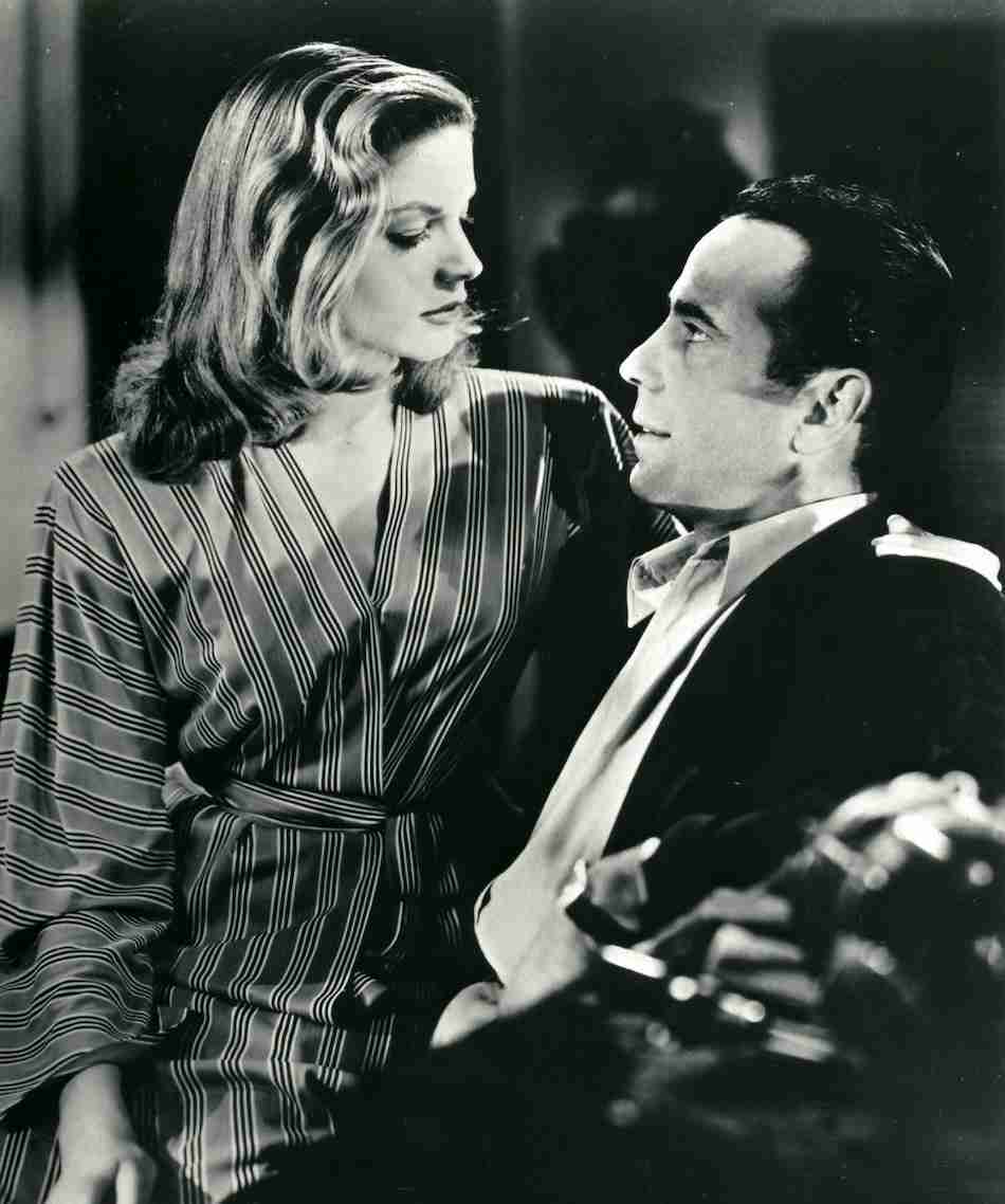 A photo of Lauren Bacall and Humphrey Bogart in a scene from the film To Have and Have Not. Liberty Publishing, Public domain, via Wikimedia Commons
