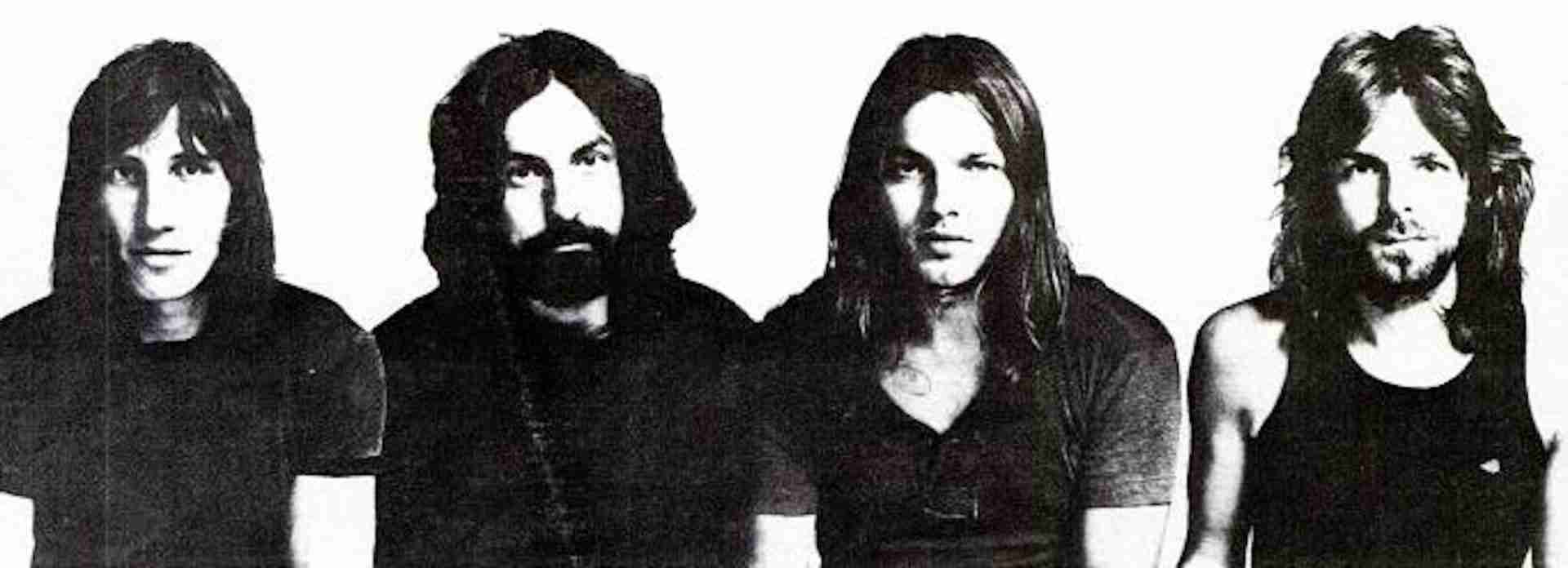 Roger Waters, Nick Mason, David Gilmour and Richard Wright. Trade ad and inside cover for Pink Floyd's album Meddle. Capitol Records, Public domain, via Wikimedia Commons