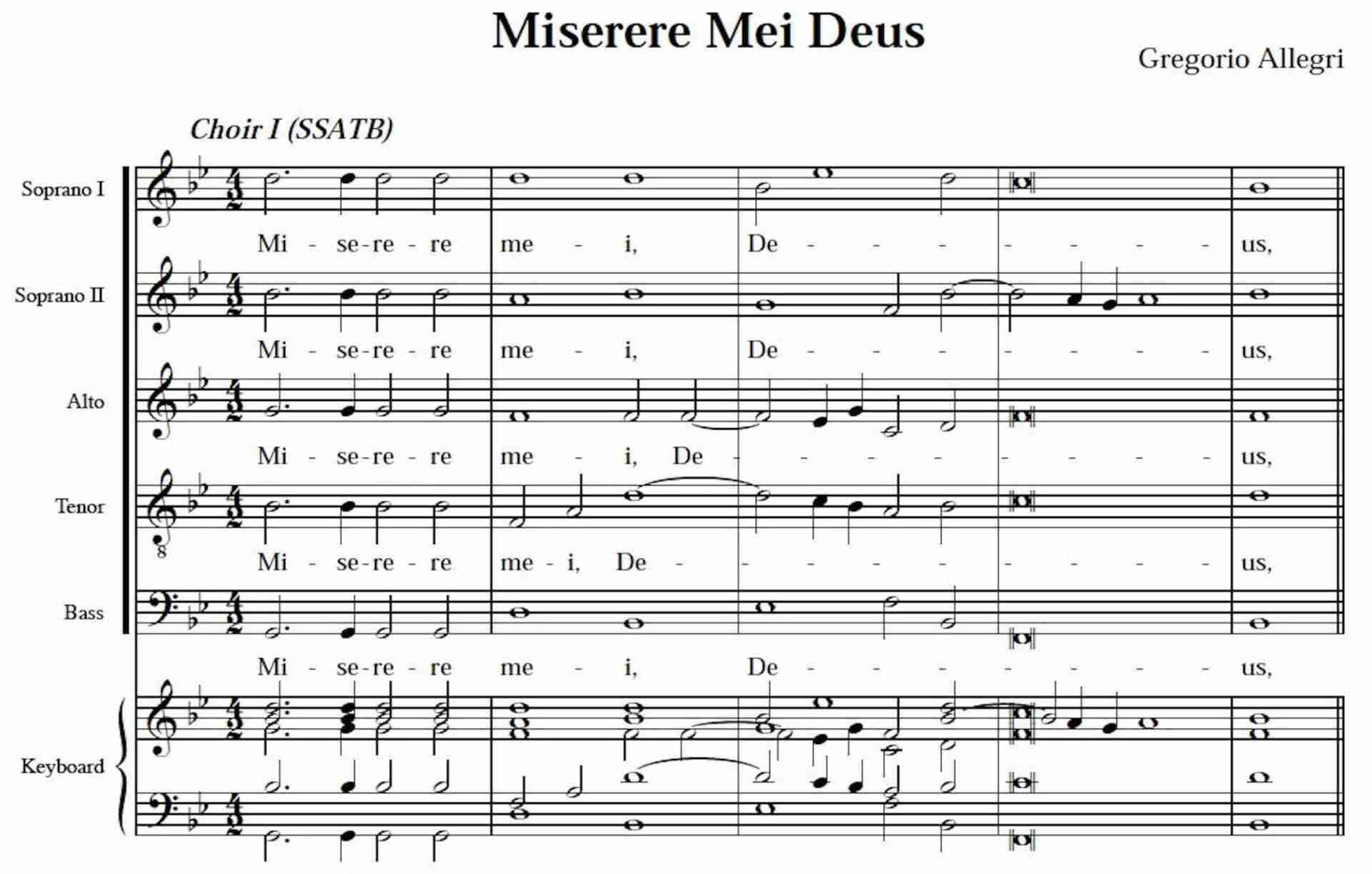 An excerpt from Miserere Mei Deus by Allegri. Hautbois 10:18, 29 July 2007 (UTC), Public domain, via Wikimedia Commons