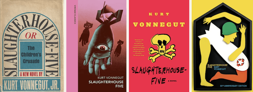 Editions of Slaughterhouse Five, published by Delacorte (1969).