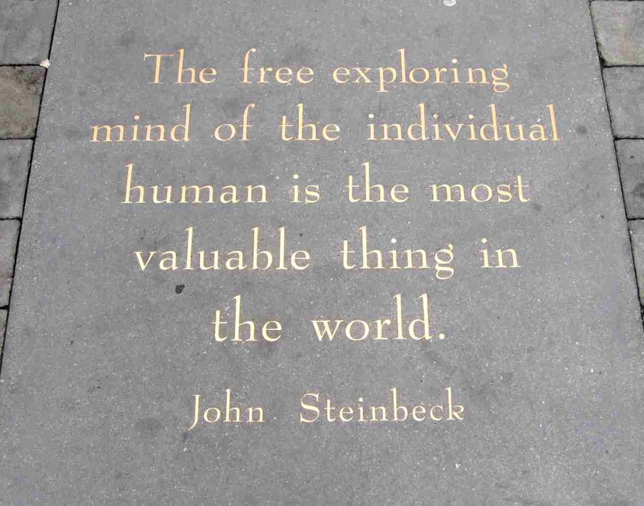 John Steinbeck's poem plaque near the City Lights Bookstore in San Francisco Chinatown's Jack Kerouac Alley. Goodshoped35110s, Public domain, via Wikimedia Commons