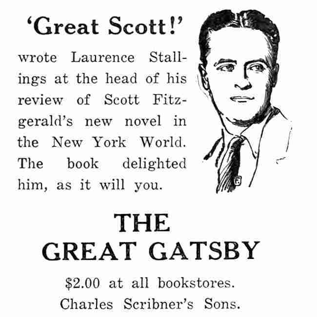 The Great Gatsby Print Advertisement in The Daily Princetonian May 30. 1925. See page for author, Public domain, via Wikimedia Commons