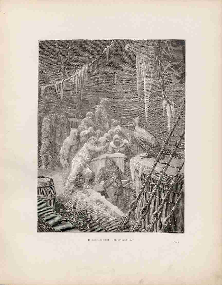 The Rime of the Ancient Mariner. State Library of Ohio, Public domain, via Wikimedia Commons. ("It ate the food it ne'er had eat.")