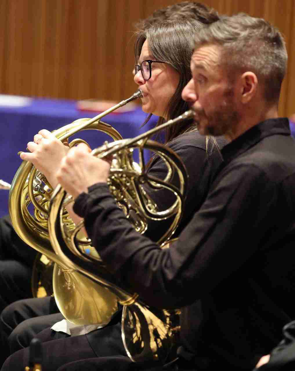 French Horns in the Park Avenue Chamber Symphony's "Immersive Mozart" concert experience at the DiMenna Center for Classical Music in New York City. Courtesy Park Avenue Chamber Symphony.