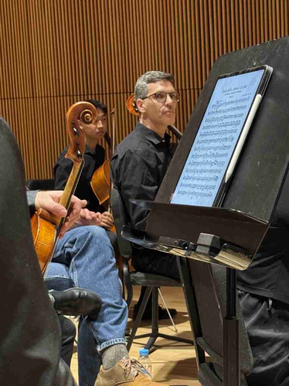 Looking left to the cello section in the Park Avenue Chamber Symphony's "Immersive Mozart" concert experience at the DiMenna Center for Classical Music in New York City. Photo by Edward Kliszus