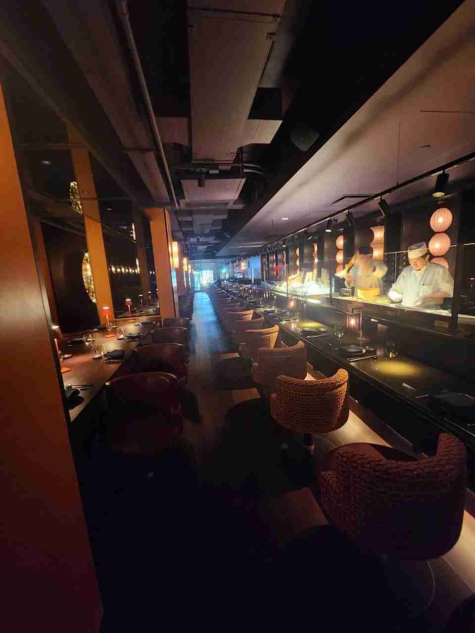 Sushi Bar and more seating at Aqua Restaurant in Manhattan's Flatiron Neighborhood. Photo by Sora Vernikoff