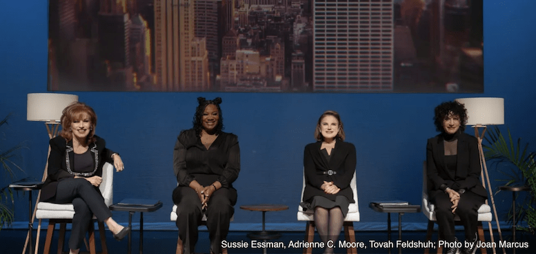 Sussie Essman, Adrienne C. Moore, Tovah Feldshuh in a scene from My First Ex-Husband at the MMAC Theater in NYC. Photo by Joan Marcus