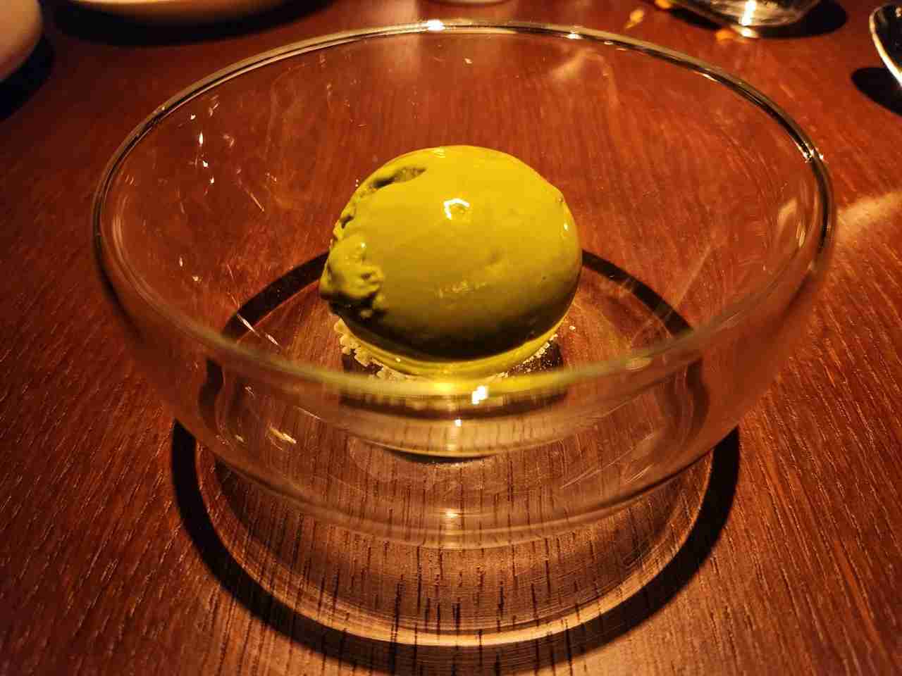 Valrhona green tea ice cream and white chocolate at Aqua Restaurant in Manhattan's Flatiron Neighborhood. Photo by Sora Vernikoff
