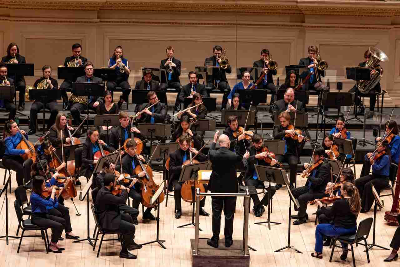 On stage with Leon Botstein conducting The Orchestra Now in a program entitled Transcription as Translation at Carnegie Hall. Photo by Matt Dine