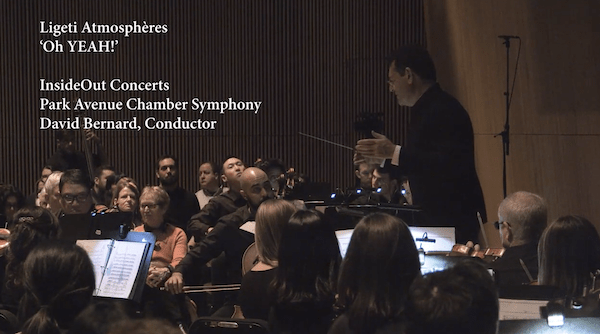 David Bernard leads the Park Avenue Chamber Symphony in a performance of Ligeti's "Atmosphères"at the DiMenna Center for Classical Music in New York City (Screenshot)