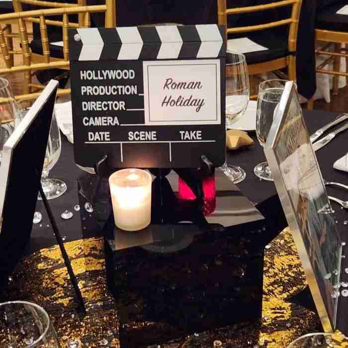 A table with a movie sign AI-generated content may be incorrect.