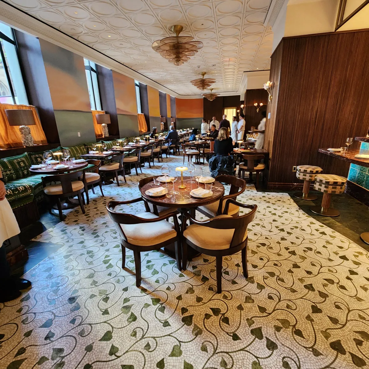 Dining area at Maison Passerelle. Photo by Sora Vernikoff