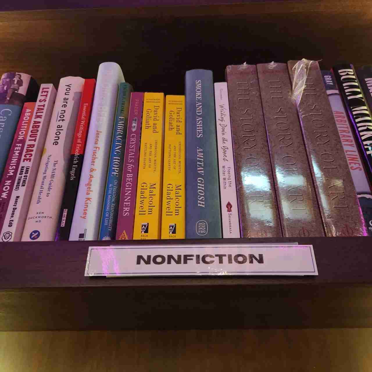 Non-Fiction at Biblioteque Bookstore, Café and Wine Bar. Photo by Sora Vernikoff