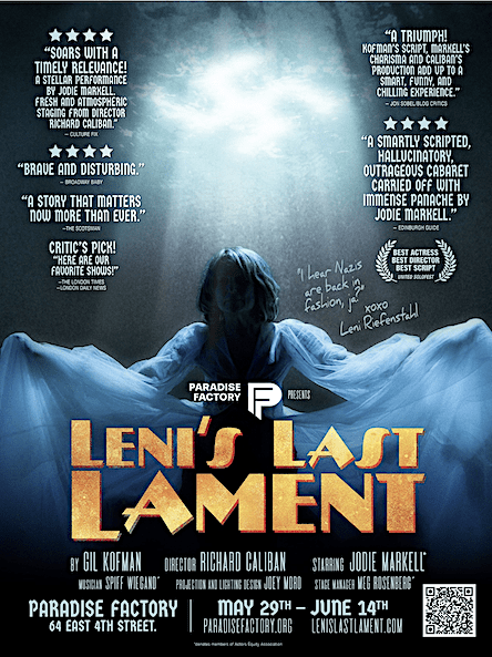 Leni's Last Lament starring Jodie Markell at Paradise Factory. Courtesy paradisefactory.org